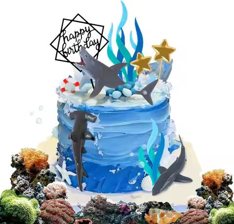9 Pack Shark Cake Topper Shark Figurines Decoration for Kids Baby Shower Ocean Theme Birthday Party