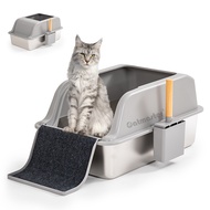 Stainless Steel Cat Litter Box Large Capacity Open Breathable Cat Litter Box Free Cat Litter Scoop