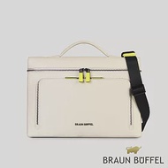 【BRAUN BUFFEL】德國小金牛 台灣總代理 維克多-D 方型公事包-粉筆白/BF512-67-CK