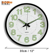 Jam Dinding Quartz Analog Bentuk Bulat Dengan Lampu LED Warna