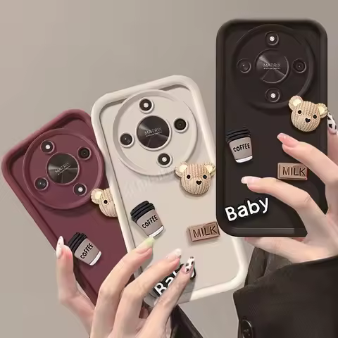 Magic5lite Cute 3D Bear Liquid Silicone Case For Huawei Honor Magic 5 6 Magic5 Magic6 Lite 6lite Car