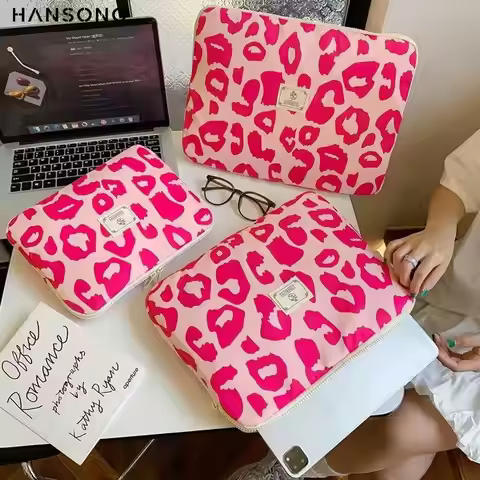 Pink print bear Shockproof Laptop Bag for 11" 13" 15" Tablets Compatible with iPad Samsung Huawei La