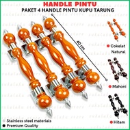 paket 4biji handle pintu dan kunci set tinggal pasang model handle tomat kayu jati full vurnish panj