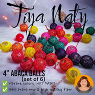 TIYA NATY Set of 6 Native Globe Abaca Rattan Christmas Balls String Decoration