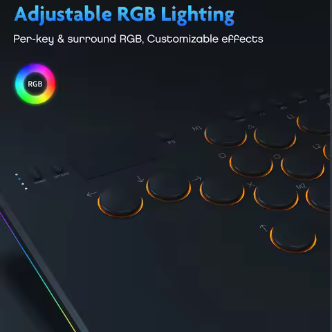 14 Keys Black Fighting Game Keyboard with RGB Arcade Fighting Stick Supports Hot Swap for Switch/Pla
