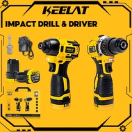 KEELAT 2 IN 1 Cordless Combo Set Impact Driver Brushless Impact Drill Screwdriver Electric Drill Bat