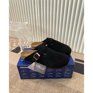 Authentic Birkenstock Boston Suede Clog – Black (Soft Footbed)