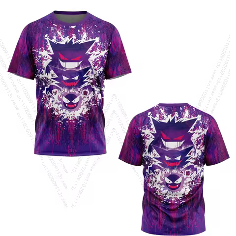 Haunter Gengar Pokemon Anime Men's Workout Print Gym T-shirt Kid Pokemon Anime Sport Breathable Cosp