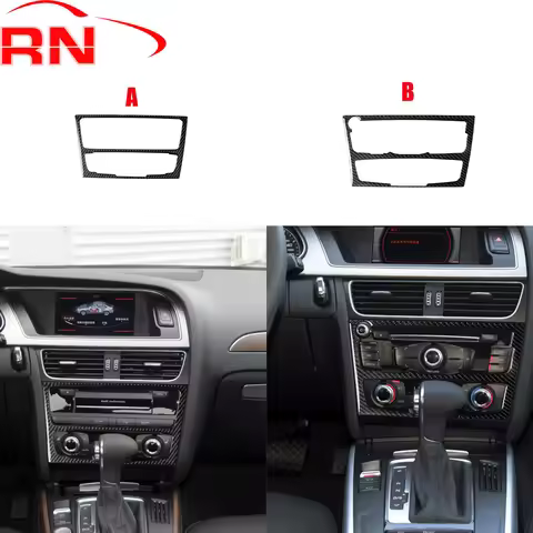 For Audi Q5 A4L A5 B7 B7 Modified Carbon Fiber Car Center Panel Interior Accessories Piano Black Dec