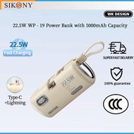WK PD22.5W WP-19 Powerbank 5000mAh Fast Charging Type-C + Lightning CCC 3C certified