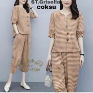 JK552 SETELAN KOTAK WANITA SET St grisella - Fc BAJU CELANA SELUTUT