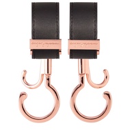 360-Degree Rotating Double Hook Baby Stroller Hook - Black Faux Leather, Load Capacity Approx. 60kg,