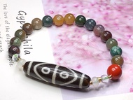 Gelang Tangan Dzi Tibetan Dzi Beads Eight Eyed Dzi Beads 藏传老矿八眼天珠 44.8x12.2mm