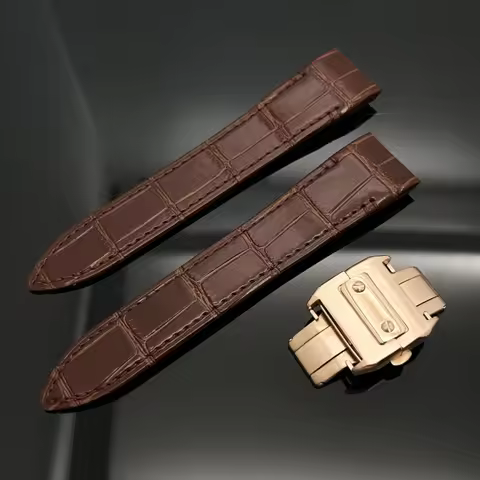 Gold Silver Black 21mm Men's Women's Green Brown Leather Strap Folding Cuff Bracelet fits Cartier Sa