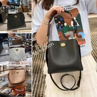 leather large bucket bag women's large capacity sling bag