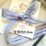 2.6cm Wide Blue-Gray Lace Pleated Ribbon Braided Hair Handmade Bow diy Hair Accessories Material rem
