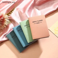 [T&B] A7 Specification 2026 English Planner Book, Mini Portable Poet Daily Schedule Book Thin Weekly