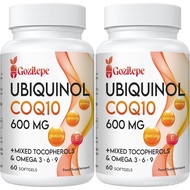 Ubiquinol CoQ10 600mg Softgels with Omega 3, 6, 9 & Vitamin E, 30 Servings Coenzyme Q10 (Active Anti