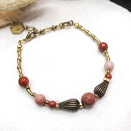 VIIART。花冠-沙漠玫瑰。阿拉善金砂石黃銅手鍊 | 瑪瑙復古風手環