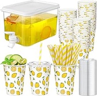 151 Pcs Lemonade Stand Supplies Lemonade Stand Kit 3.5L Plastic Drink Dispenser 50 Set 9oz Disposabl