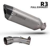 Akrapovic 370mm Exhaust Muffler with db killer slip on line for Yamaha R3 R25 MT25 MT03 2017-2026