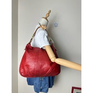 Second Hand Vintage Bag Genuine Leather Dark Red Beautiful Hobo Style The Zipper Is Very Cool. Can P