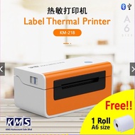【Phone Printing】A6 Waybill - KM-218 A6 Label Thermal Printer QR Barcode Printer Air Waybill [Free 1 