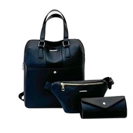Women's 3-piece backpack set, cowhide material, casual