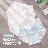 Sweet Contrast Color Large Size Underwear Women High Waist a-like Cotton 0kg Girls 0A Antibacterial 