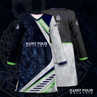 KADET POLIS POLICE OF MALAYSIA Blue Patchwork Retro Print Muslim Family Clothing Muslimah Malaysia B