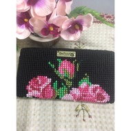 Purse kait bunga rose/ crossstitch purse handmade