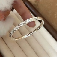 Thirteen Mahjong Sterling Silver Bracelet Pure Silver 9999 Solid Opening Glossy Bracelet