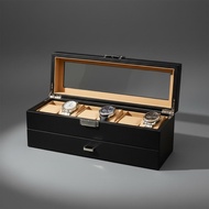 Double-Layer Watch Box Carbon-Fiber Weave Watch Storage Box Padded Lined Soft Soft Padding