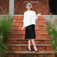 KEMEJA Yoenik Apparel Narae Korean Style Ribbon Coquet Shirt, Trendy Women's Top