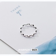 JYJIAYUJY 100% Whole Original Sterling Silver S925 2MM Wave Line Ring In Stock 42-61MM Size Basic St