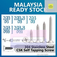 High Quality[Screw] 304 M3 M3.5 M4 M5 CSK Self Tapping Screw 304 Stainless Steel 6~40mm Flat Head Screw Plastic Wood DIY
