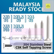 High Quality[Screw] 304 M3 M3.5 M4 M5 CSK Self Tapping Screw 304 Stainless Steel 6~40mm Flat Head Sc