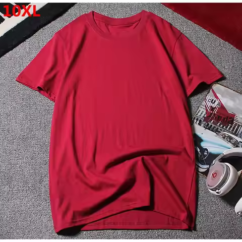 Summer Men's Short-sleeved 10XL 9XL 12XL Round Neck Half-sleeved Clothes Large Size T-shirt Cotton S
