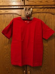 全新 美國HANES 大童款 V領上衣 T恤 紅色 僅此一件 無標籤