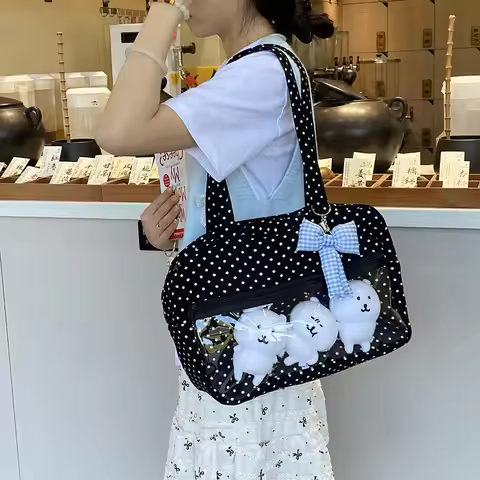 New Y2k Anime Polka Dot Ita Shoulder Bag Two-dimensional Cute Girl Transparent Tote Bag Large Capaci