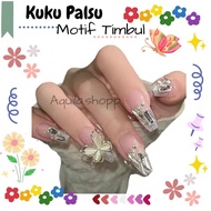 Embossed Wedding Fake Nails / 3D Bride Wedding Fake Nails / 3D FAKE NAILS FOR WEDDING
