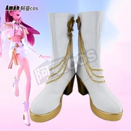 1 Anime Kpop Demon Hunters Rumi Zoey Mira Cosplay Costume Shoes White Handmade Faux Leather Boots Hi