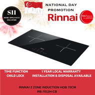 [NATIONAL DAY PROMO] RINNAI RB-7012H-CB 2 ZONE INDUCTION HOB (70CM) SCHOTT CERAN GLASS (BLACK) TOP PLATE - 1 YEAR LOCAL WARRANTY