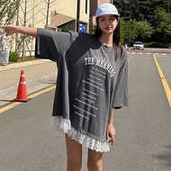 Women's Summer Casual Fit Casual T-Shirt With Slogan Printed Round Neck And Drop Shoulder Sleeves, T