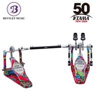 Tama HP900PWM 50th Anniv Ltd Ed Iron Cobra Marble Twin Drum Pedal, Power Glide
