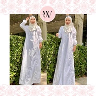 Jubah Wanita Cotton Haji Umrah Jubah Putih Marissa Zahra  Muslimah Saiz S-5L