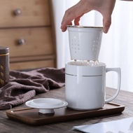 Tea Separation Ceramic Mug Tea Cup with Lid Filter Tea Set Tea Separator Cup Office Flower Tea Cup T
