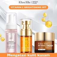 Neww [Bpom] Ellen Ella Anti Aging 3Pcs Set Cleaner 120Ml+ 4X Retinol Serum Wajah 35Ml+ Retinol Cream