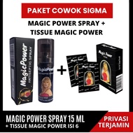 (BISA COD) 1 PAKET MAGIC POWER SPRAY 15ML + TISU MEGIC ASLI ISI 6 / TISU MAGIC POWER SPRAY BOTOL 15