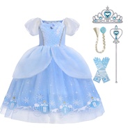 Girls Dress Summer New Cinderella Elsa Frozen Dress Girls Princess Dress for Kids Birthday Party Dress Halloween Costume